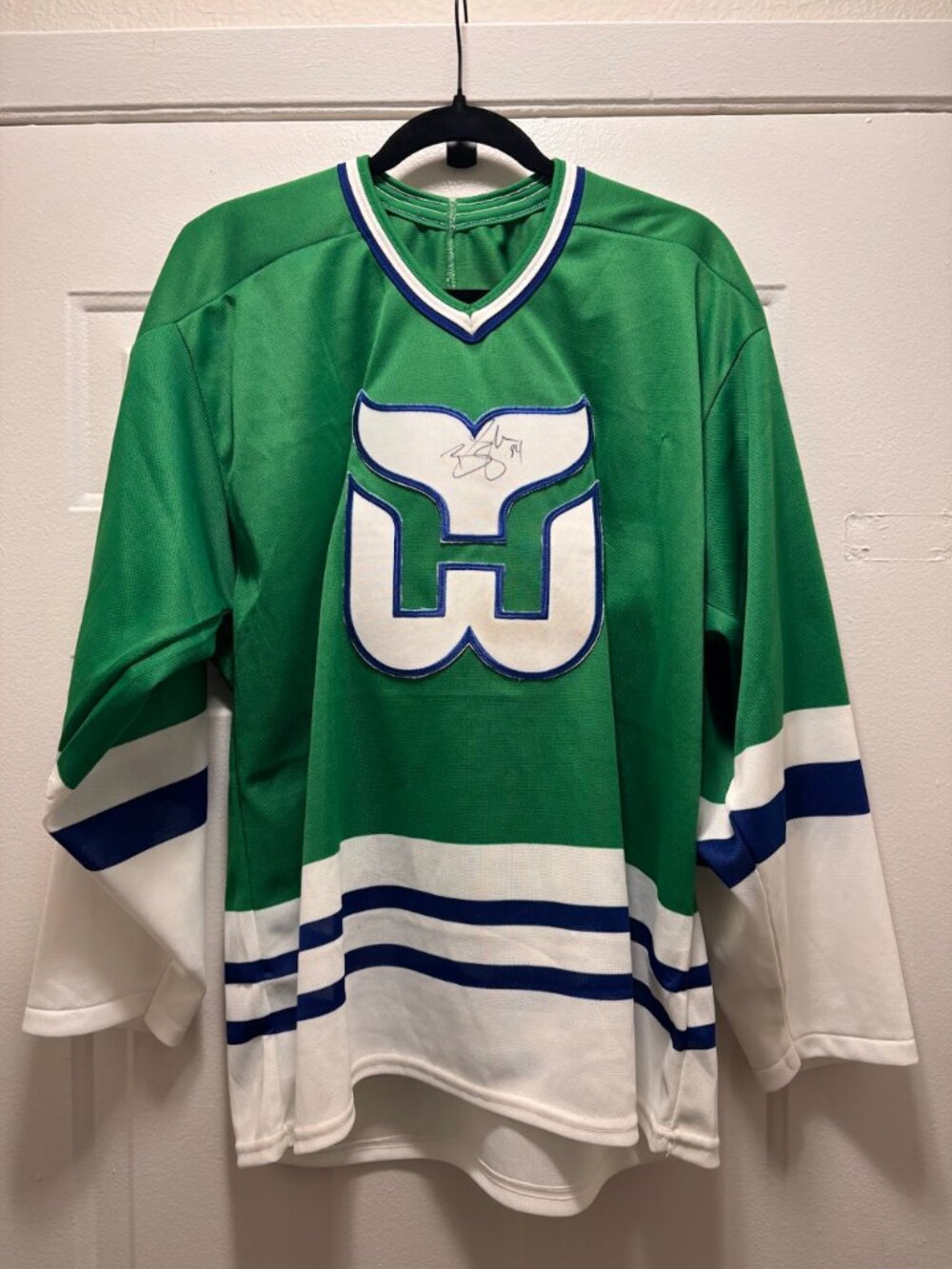 Early 90s CCM/Maska Hartford Whalers Jersey, L - Signed